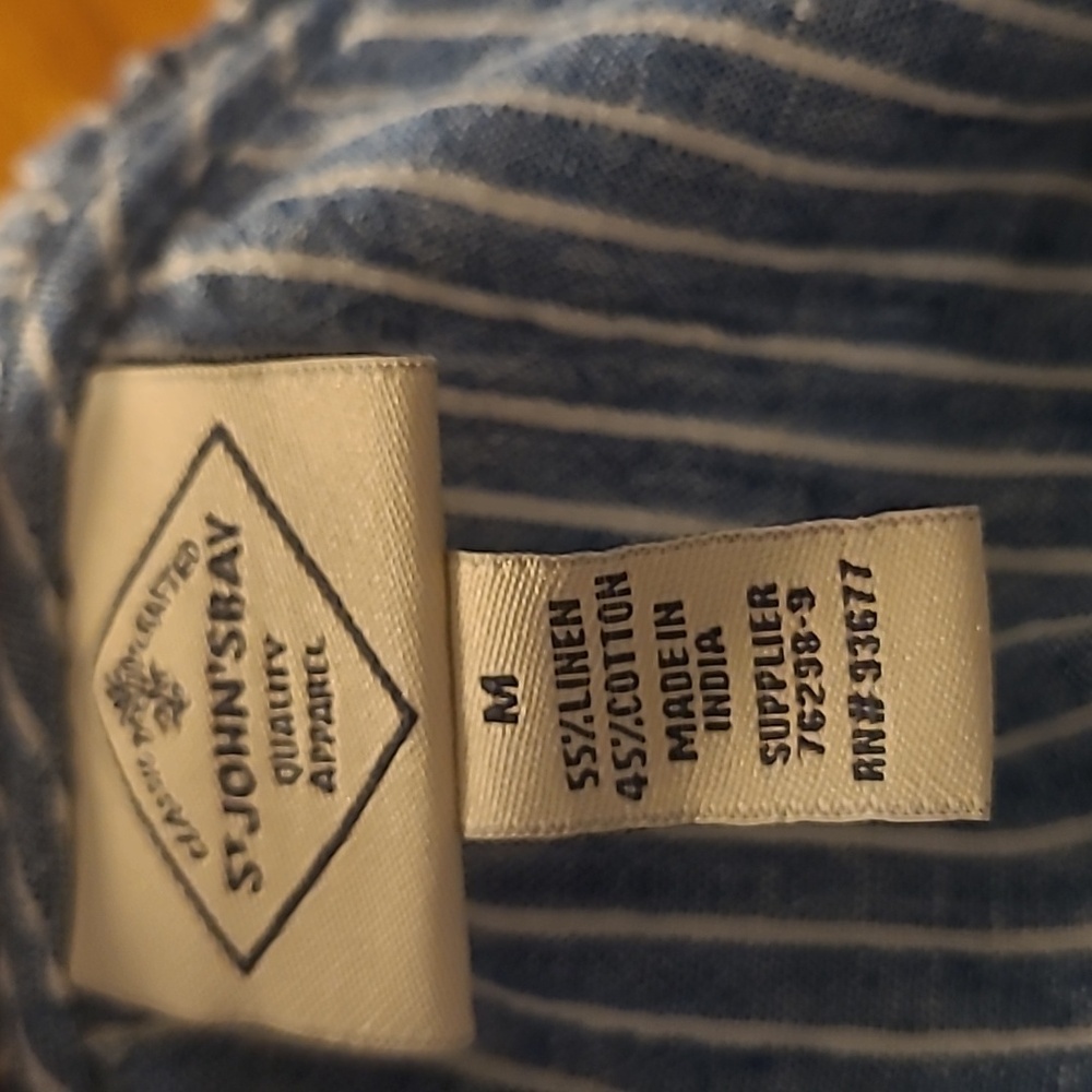 St. John's Bay Blue and White Pin Stripe Tunic Dress Sz M Linen - Picture 6 of 6